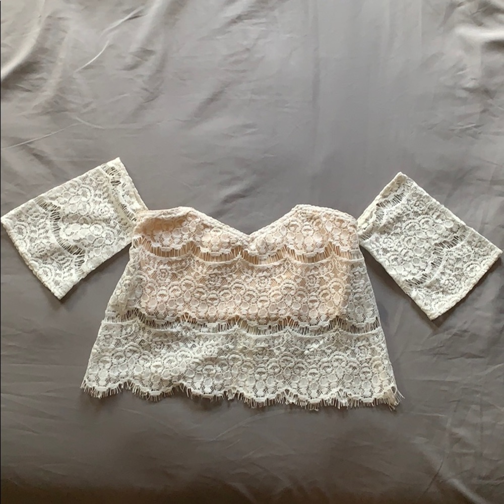 Lucca White Lace Off the Shoulder Crop top